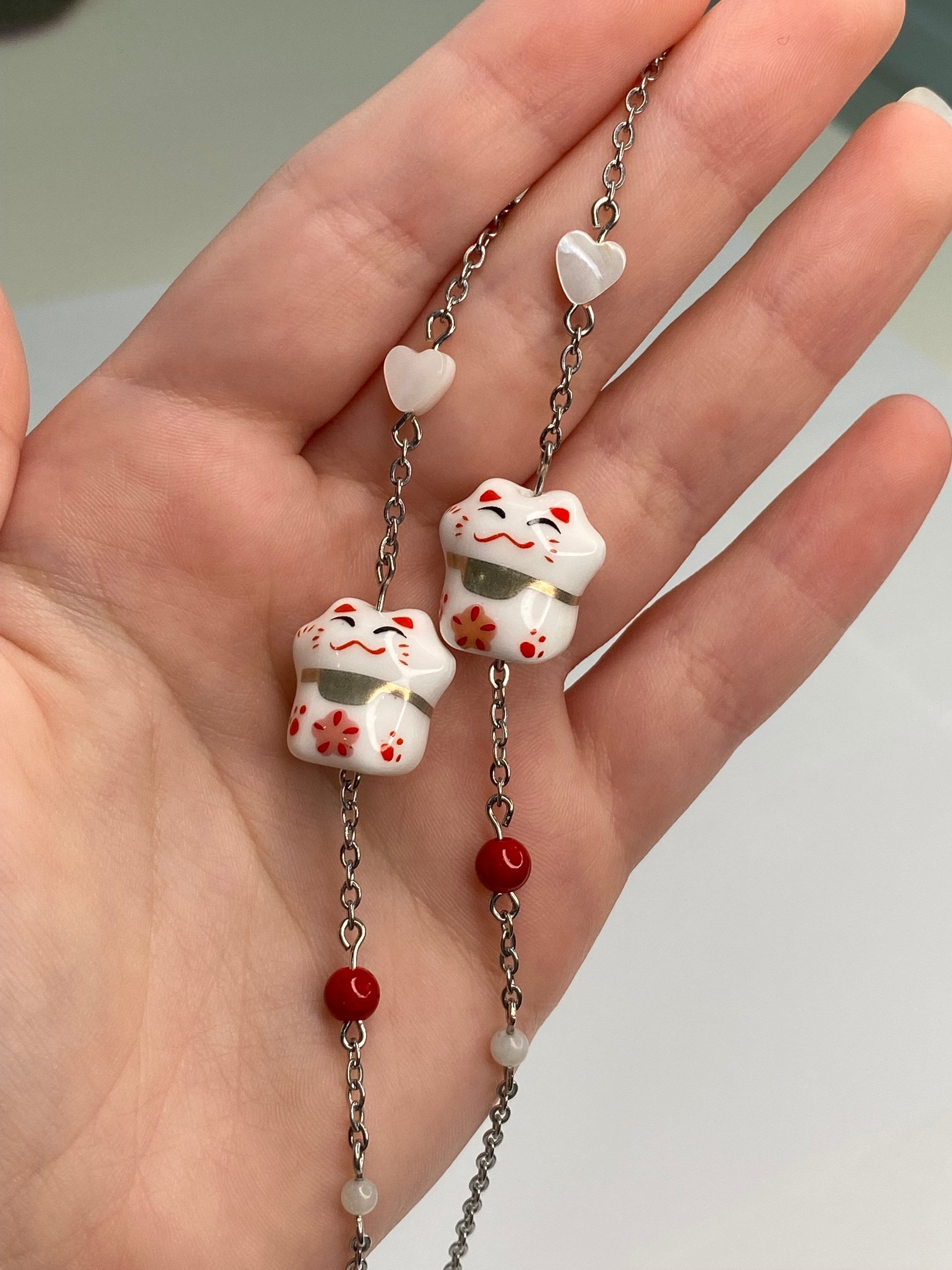 Lucky Cat glasses chain maneki neko