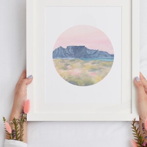 Table Mountain Watercolor Art Print, Cape Town Poster, Wedding Gift,  Watercolor art, Digital Print Download Printable Art, Travel Art