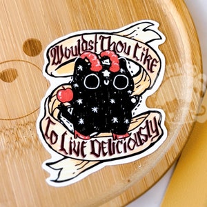 VVitch Wouldst Thou Like To Live Deliciously Black Phillip Satan Witch Matte Vinyl Sticker A24