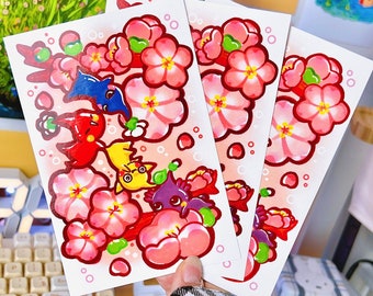 Sakura Cherry Blossom Nature Plant picking buddies creatures illustrated print