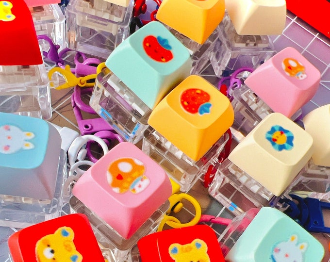 Clicky Keycap Fidget Keychain: Kawaii Keyboard Stimming Toy