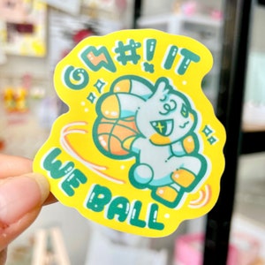 Sticker lapin et lapin de basket-ball Fuck it we ball vinyle mat kawaii mignon drôle