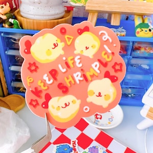 Adesivo de vinil fosco com camarão Keep Life, fofo e kawaii