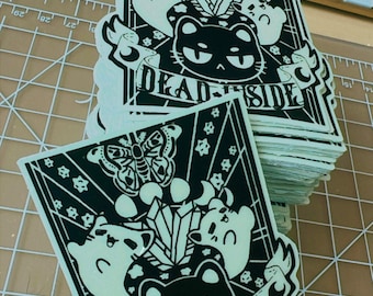 Dead Inside Glow In the Dark Kitty Vinyl Sticker