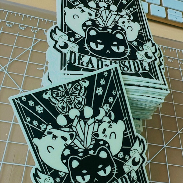 Dead Inside Glow In the Dark Kitty Vinyl Sticker