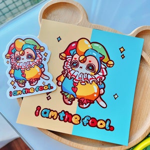 Je suis le fou, chaton, chat, vinyle mat, bouffon, clown, drôle, kawaii, mignon, mat, papier cartonné, impression