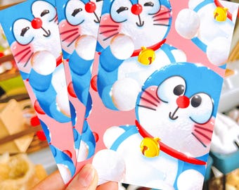 Robot Blue Cat Matte Illustrated print Postcard Kawaii cute