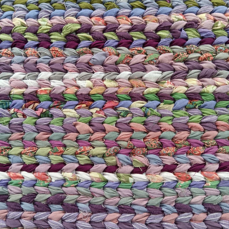 Handwoven Purple Rag Rug: Upcycled Cotton Accent Rug (25