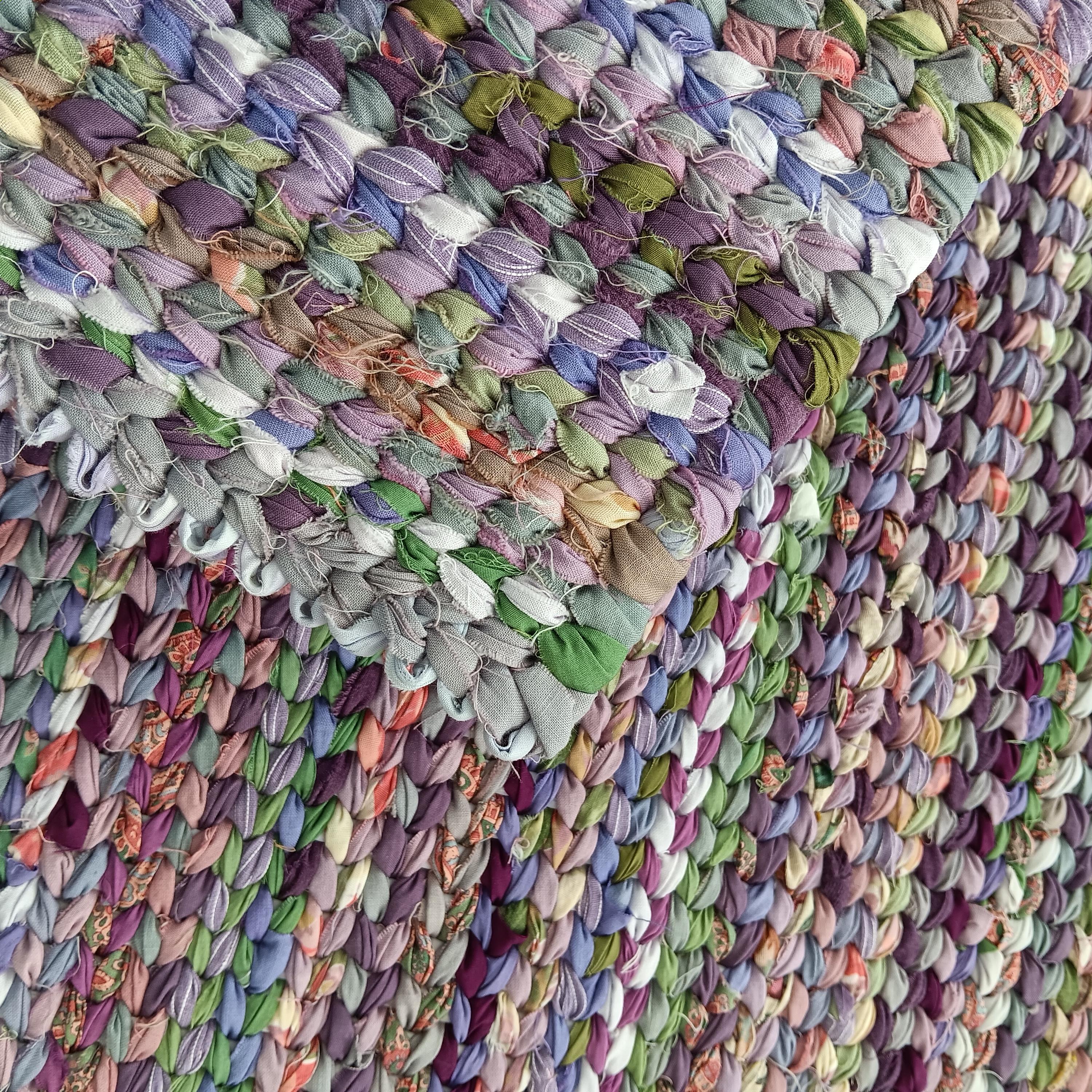 Handwoven Purple Rag Rug: Upcycled Cotton Accent Rug (25