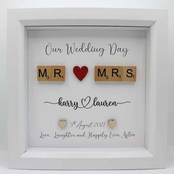 Personalised Wedding Day Scrabble Frame | Wedding Gift | Marriage | Mr and Mr | Mrs and Mrs | Mr and Mrs