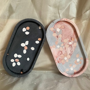 Handmade jesmonite decorative floral trays