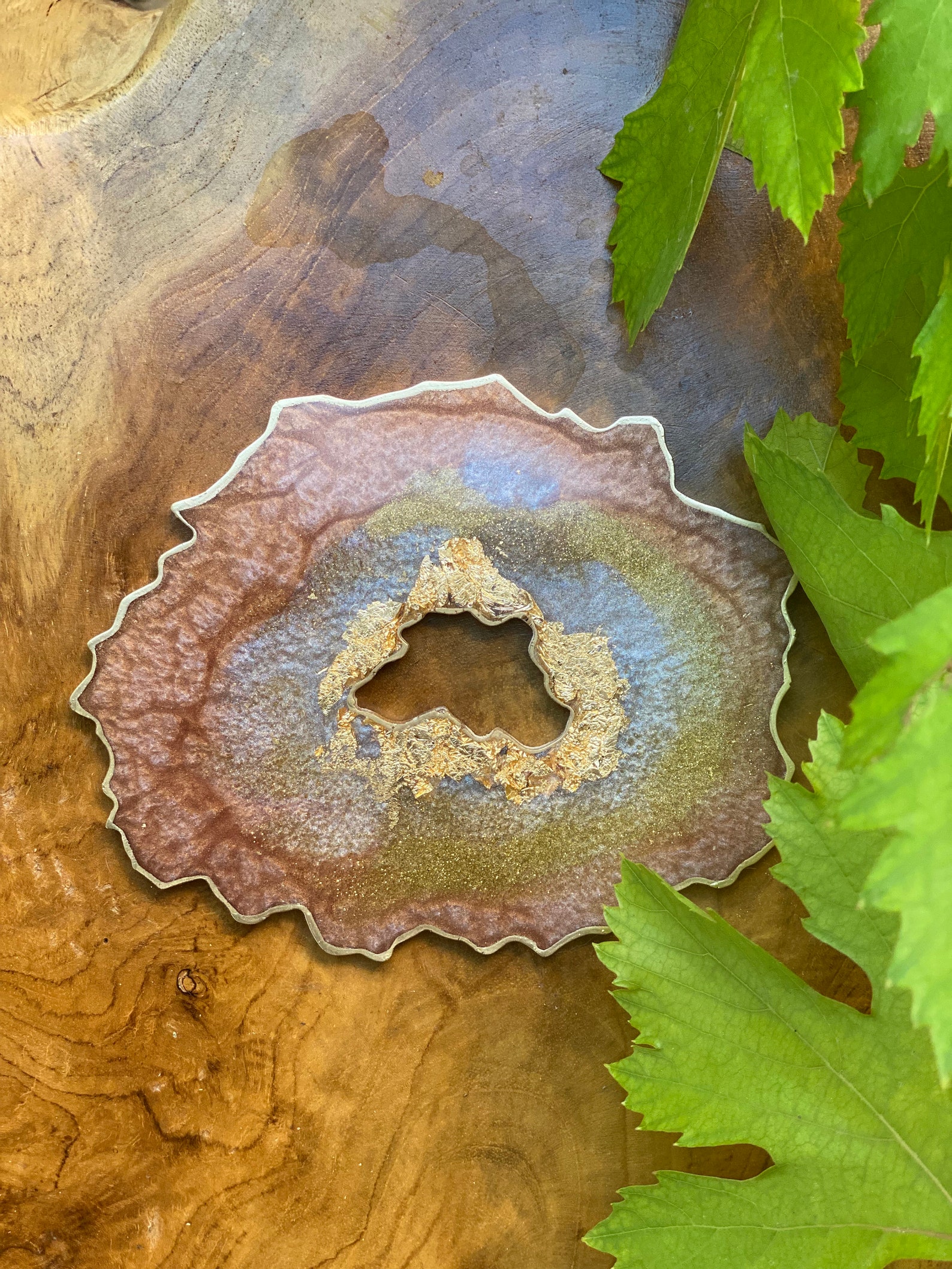 Geode Resin Coaster 5 Piece Set Rose Gold Coasters Energy Etsy
