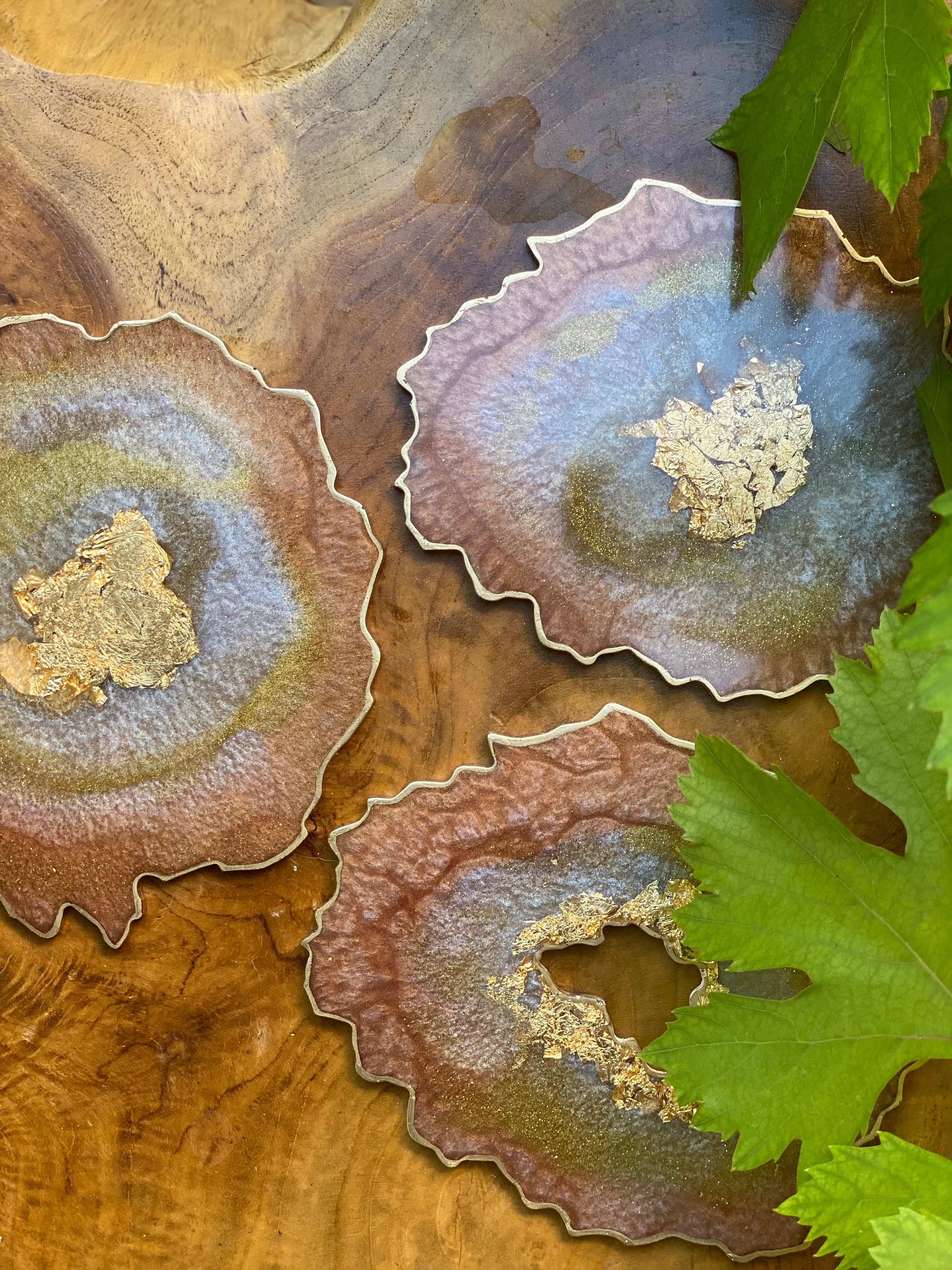 Geode Resin coaster 5 piece set Rose gold coasters Energy Etsy