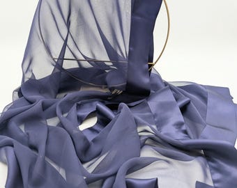 Elegant chiffon scarf made of 100% silk with satin edge – 175 x 60 cm, luxurious & timeless