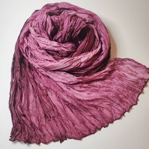 Silk crush scarves with a soft color gradient for all occasions and seasons, 184 cm x 85 cm