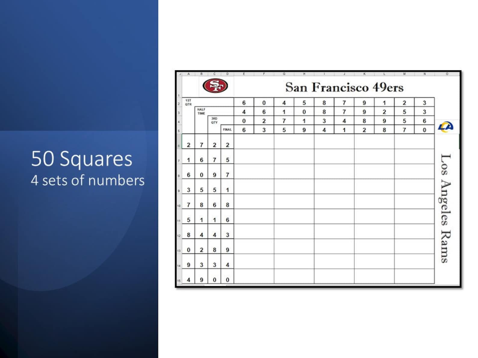 Football Squares Template Excel