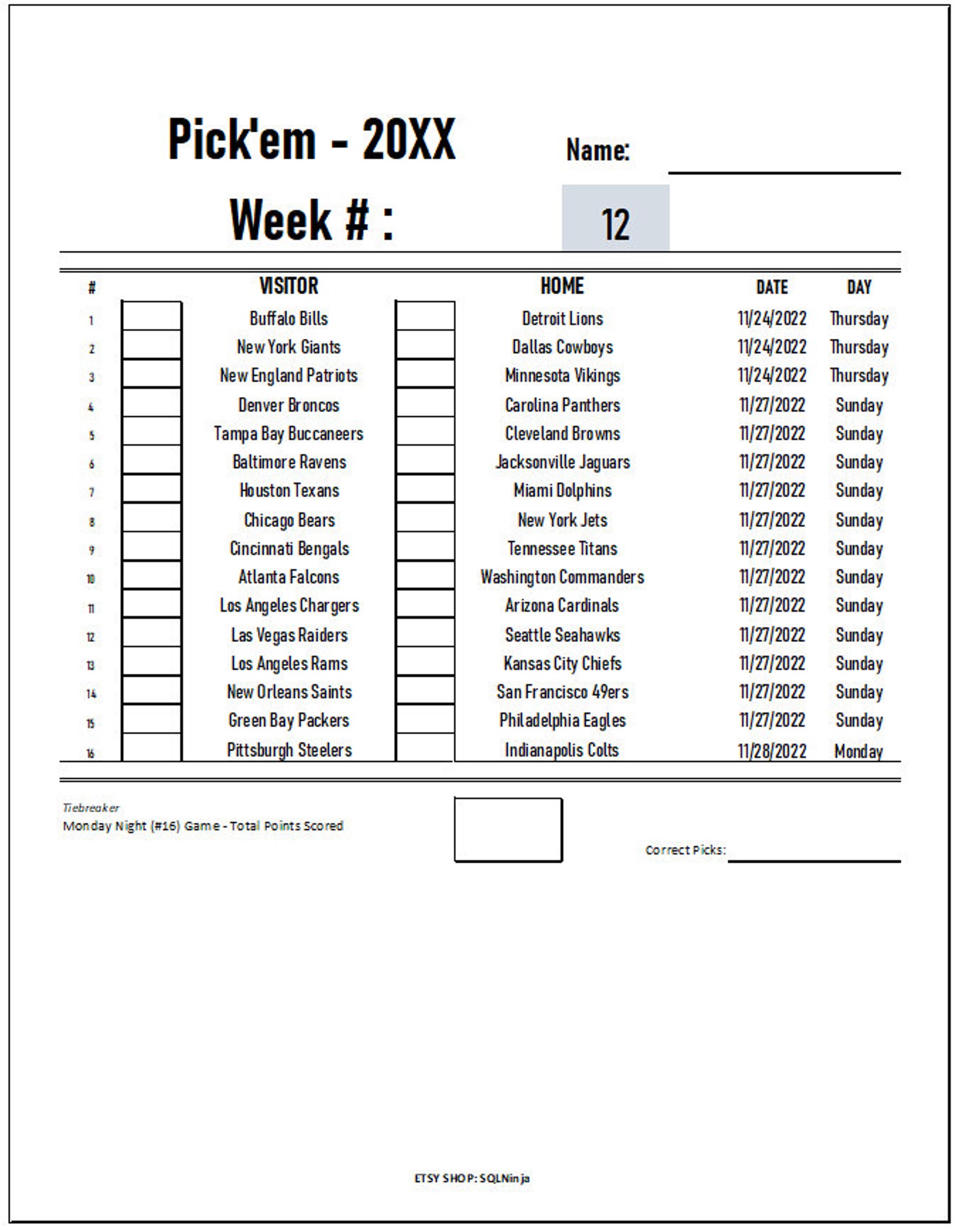 Excel Football 2022 2023 Pick em Template Etsy excel-football-2022-2023-pick-em-template-etsy