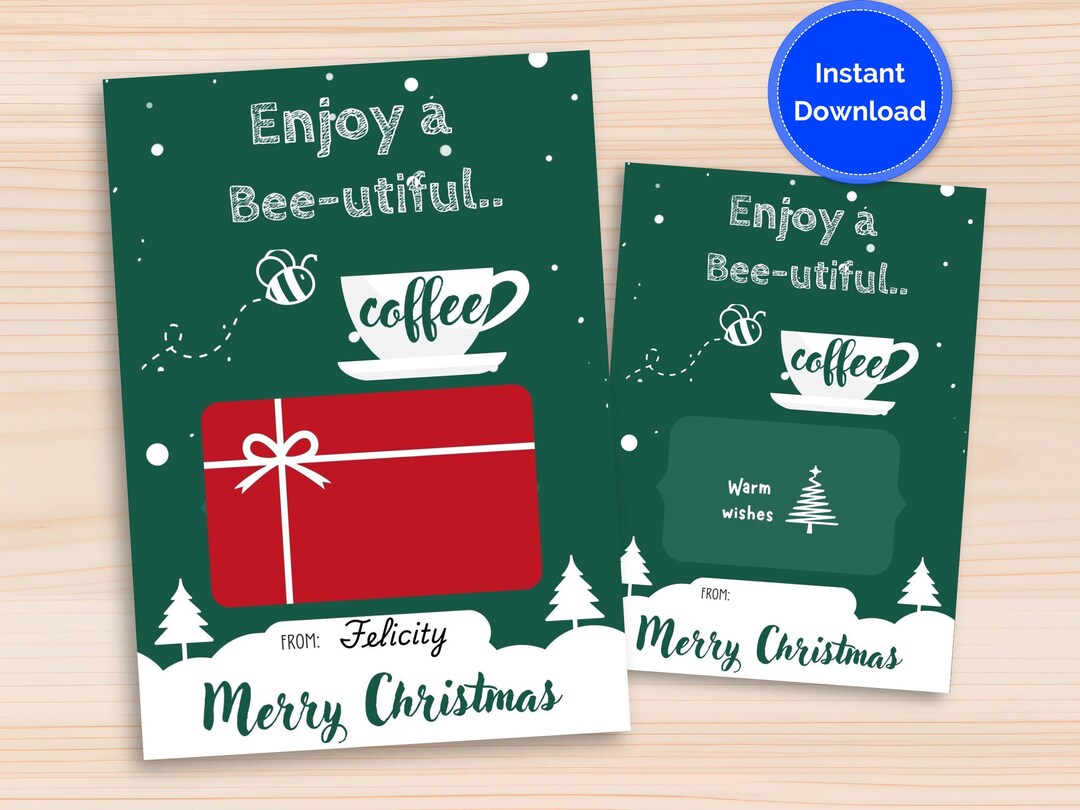 Christmas Coffee Gift Card Holder Printable, Holiday Gift Card Holder ...