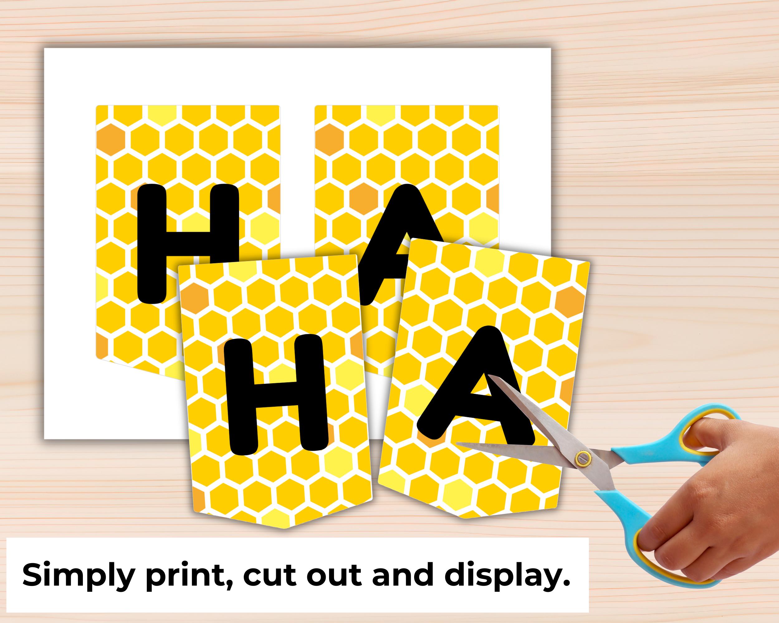 Happy Bee Day Banner Printable, Happy Birthday Banner, Bee Themed ...