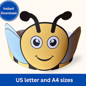 Ausschneiden und Einfügen Handwerk Bienen Papierkrone, Ausschneiden und Einfügen Aktivität, Bienen Themen-Geburtstagsdeko, Bienenpapier Hut Handwerk, Weltbienentag Handwerk Aktivität.