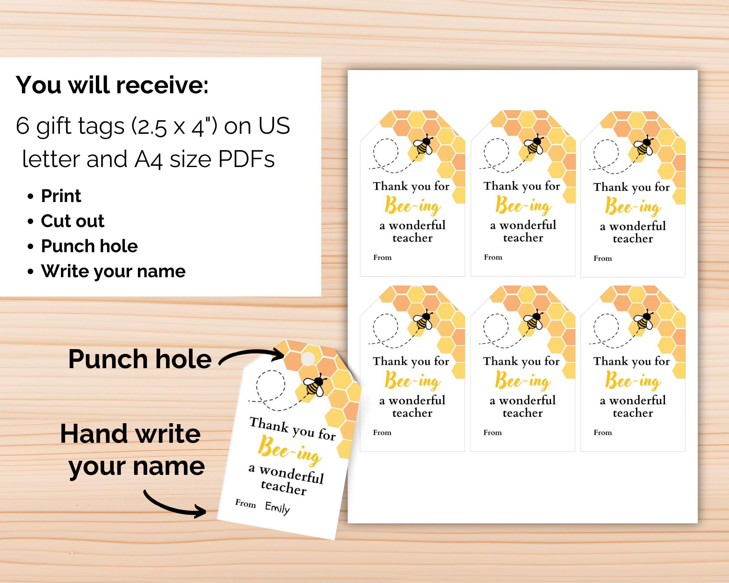Teacher Appreciation Gift Tags Printable, Thank You for Beeing a ...