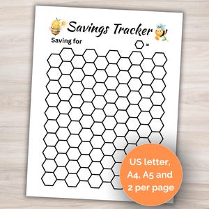 Honeycomb savings tracker, savings challenge printable, savings chart, emergency fund tracker, saving goal tracker, saving planner insert.