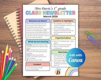 Plantilla de boletín informativo para el aula editable, boletín informativo mensual para docentes, boletín informativo de regreso a clases, boletín informativo preescolar, boletín informativo escolar.