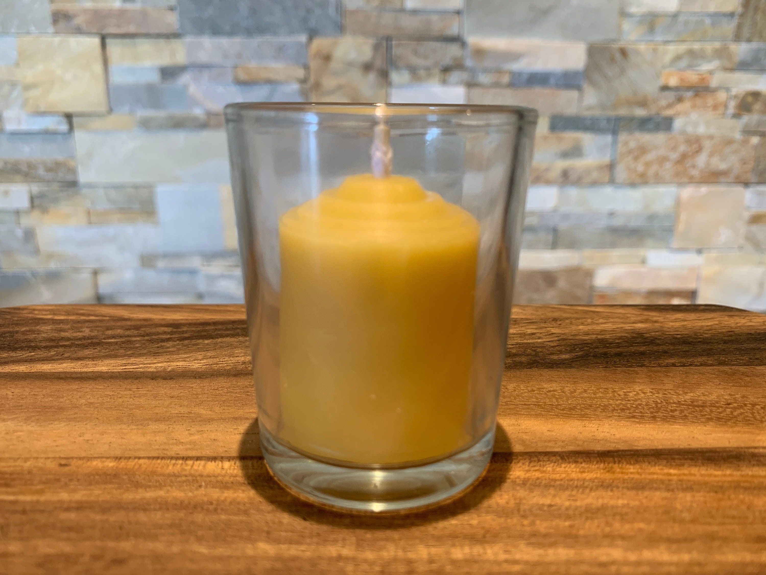Beeswax Votive Candle With Glass Holder Etsy