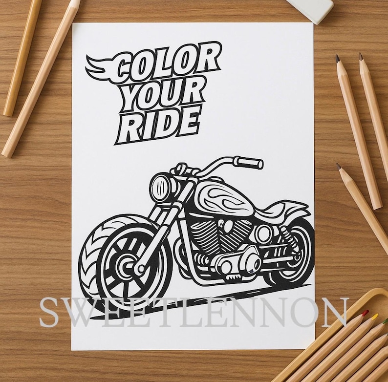 Spring Coloring Pages Motorcycle Motorcycle Coloring Page: Printable Kids Activity (PDF Download) - Etsy ...