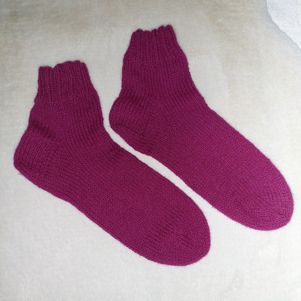 Socken handgestrickt für Damen, beere, Größe 38/39/40