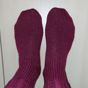 Hand-knitted women's socks, red, size 36/37