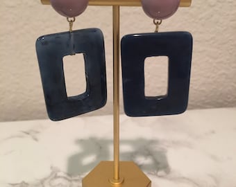 Boucle d’oreille rectangulaire de vacances de bureau d’été style décontracté