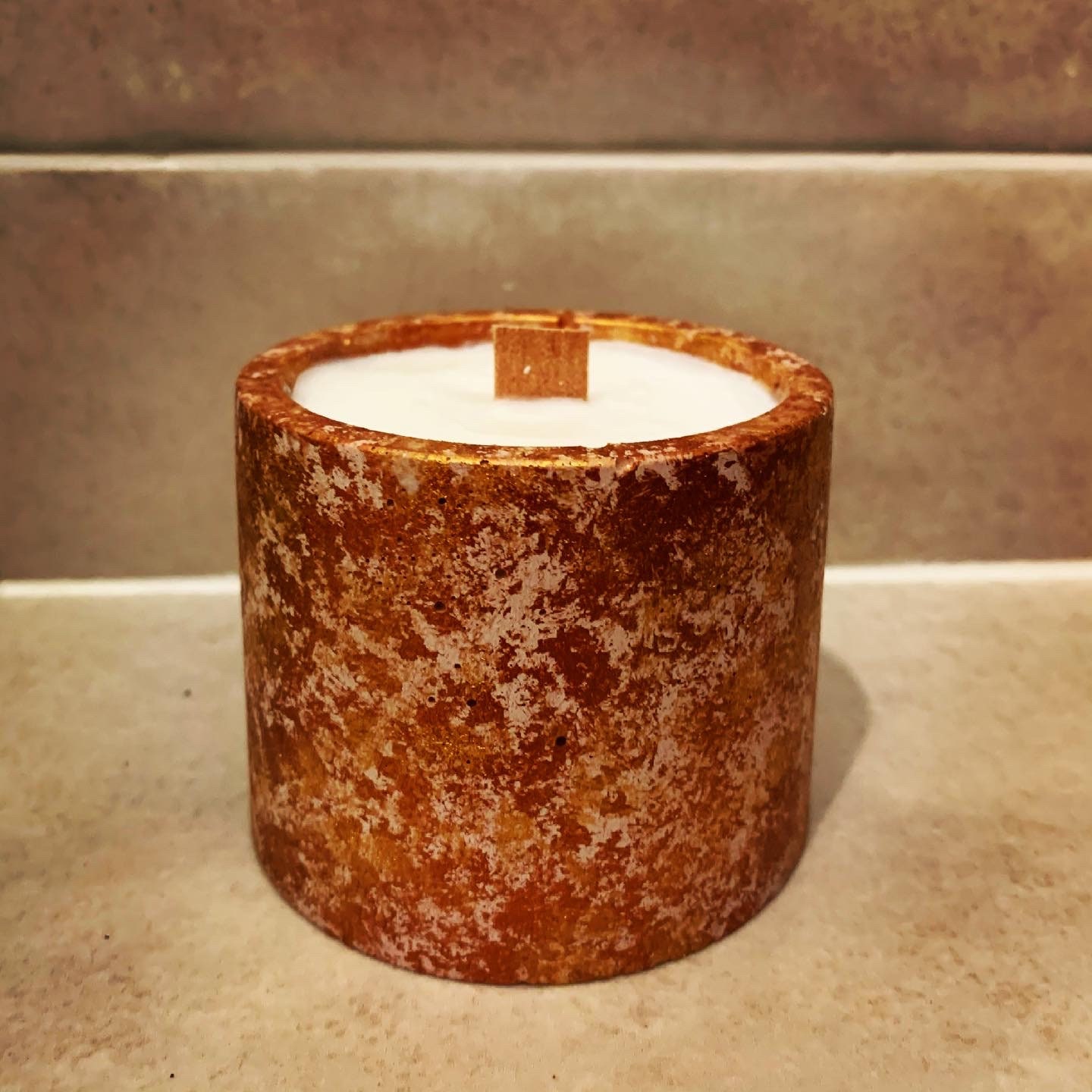 Metallic Copper & Gold Candle
