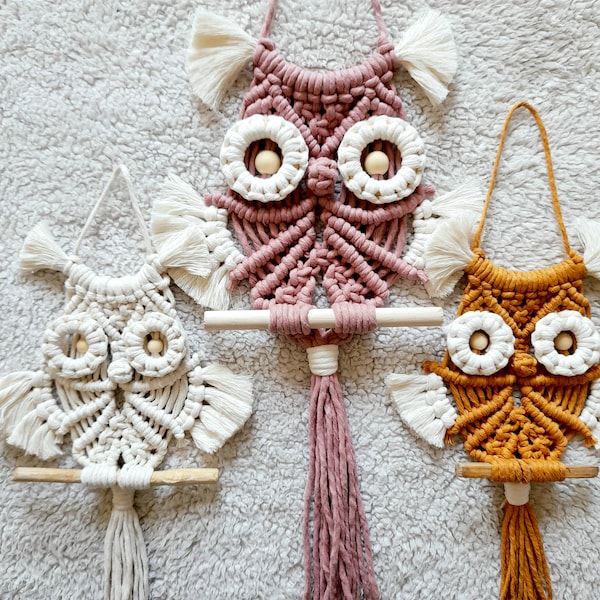 Chouette hibou en macramé / owl / décoration murale