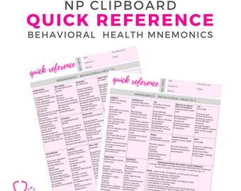 Nurse Practitioner | BEHAVIORAL HEALTH/PSYCH mnemonics | Clinical quick reference | over 20 mnemonics to help you learn and remember