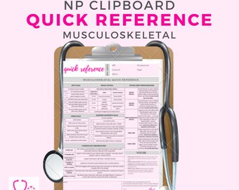 Nurse Practitioner | MUSCULOSKELETAL assessment and grading - clinical clipboard quick reference | great for NPs, PAs, students. Save time!