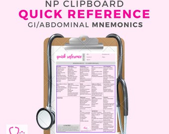 Nurse Practitioner | GI + ABDOMINAL mnemonics | clinical quick reference | over a dozen mnemonics to help you learn and remember