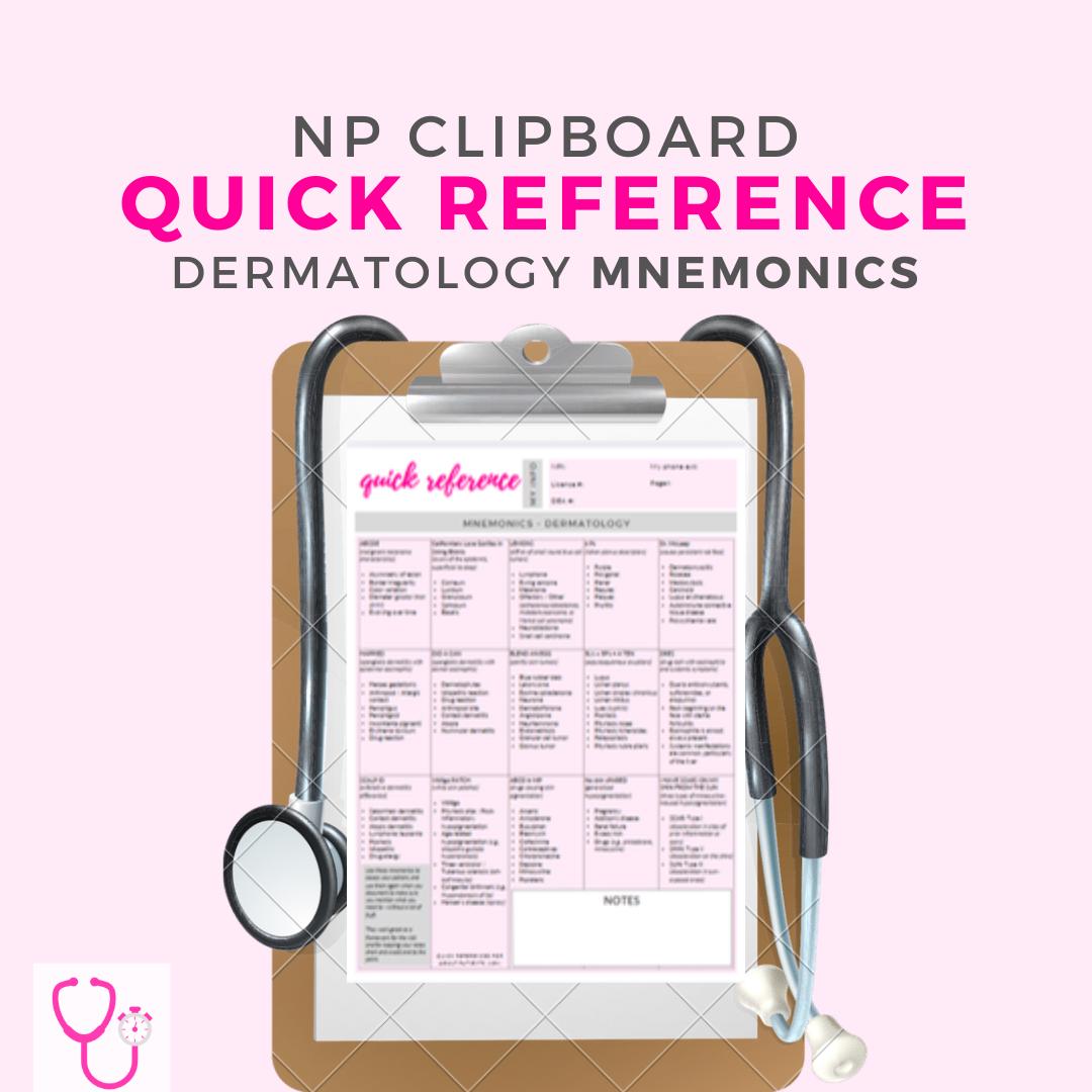 Nurse Practitioner | DERMATOLOGY Mnemonics | Clinical Quick Reference ...