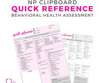 Nurse Practitioner | BEHAVIORAL HEALTH assessment clinical quick reference | for primary care nurse practitioners/NPs, students and more!