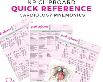 Nurse Practitioner | CARDIOLOGY mnemonics | clinical quick reference | over 35 mnemonics to help you learn and remember
