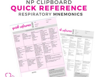 Nurse Practitioner | RESPIRATORY mnemonics | clinical quick reference | over a dozen mnemonics to help you learn and remember