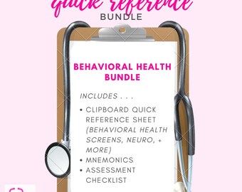 Nurse Practitioner BEHAVIORAL HEALTH/PSYCH mnemonics, assessment checklist, clipboard quick reference bundle | also great for students
