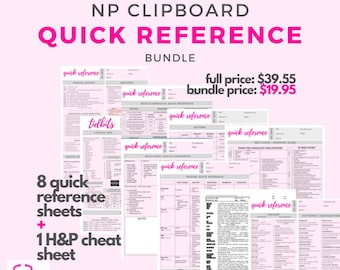Nurse Practitioner | red flags, derm, imaging, charting + MORE - clinical clipboard quick reference BUNDLE | instant download