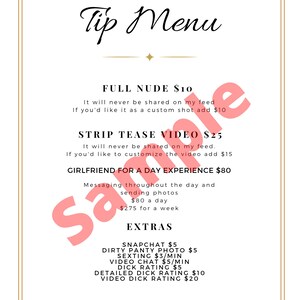Tip template menu fans only OnlyFans Tipping