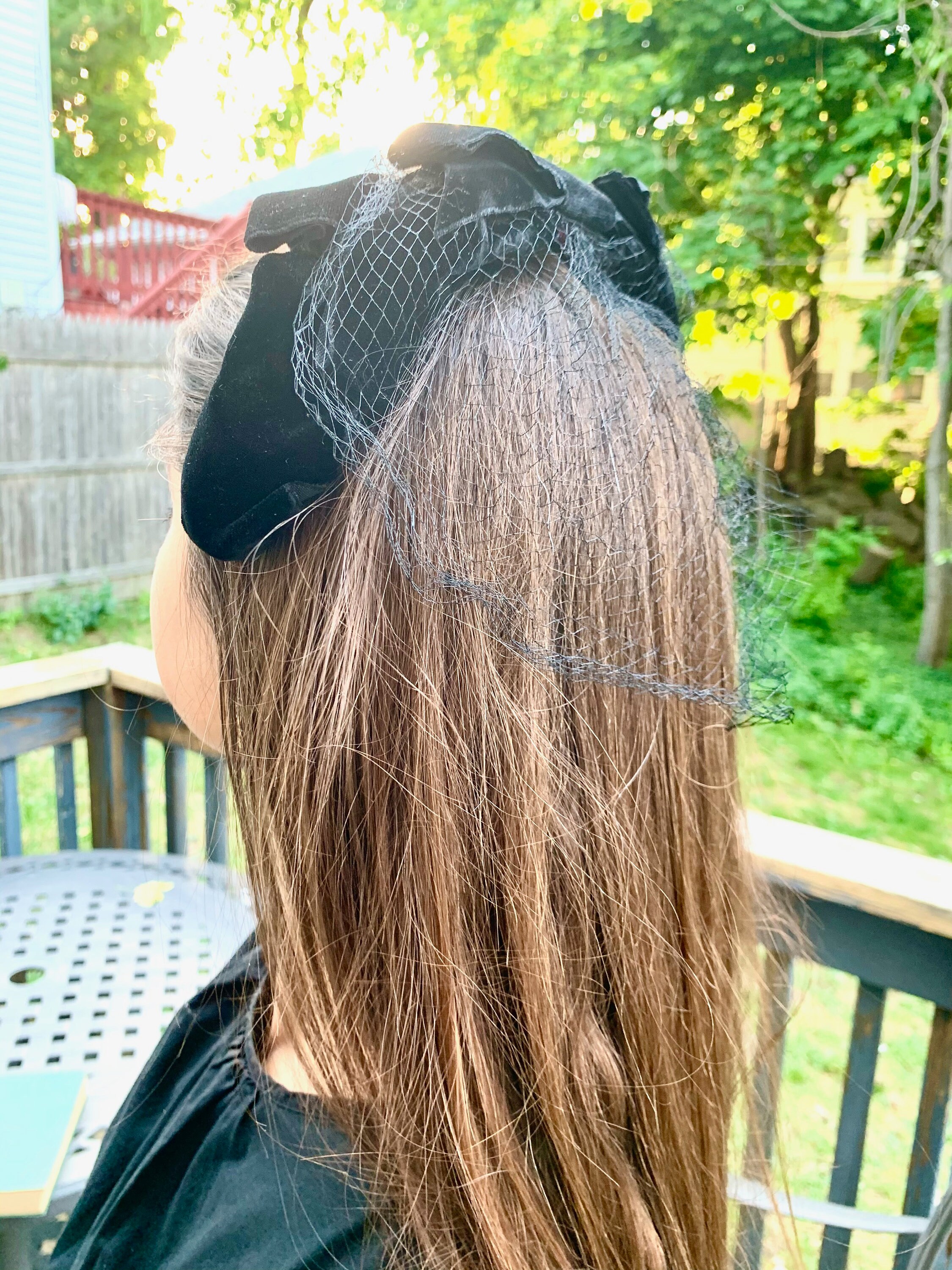 Black Vintage Headband with Veil Etsy