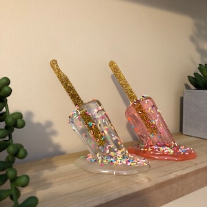 Melting Resin Ice Lolly Sculpture Ornament Two Colours To Choose