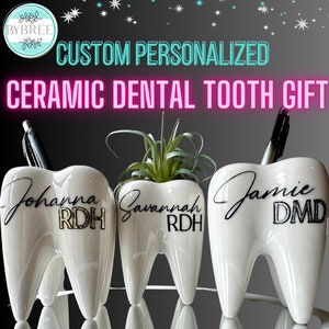 Office Hygienist Zahnarzt Assistent Graduate Geschenk Idee-Keramik Zahn Pflanzer Stifthalter-Custom Personalisierte Schreibtisch Dekor Molarenvase