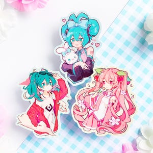 Hatsune Miku, Sakura Miku, Cinna Miku, Sand Planet - Vocaloid - 3&quot; Vinyl Sticker - Waterproof