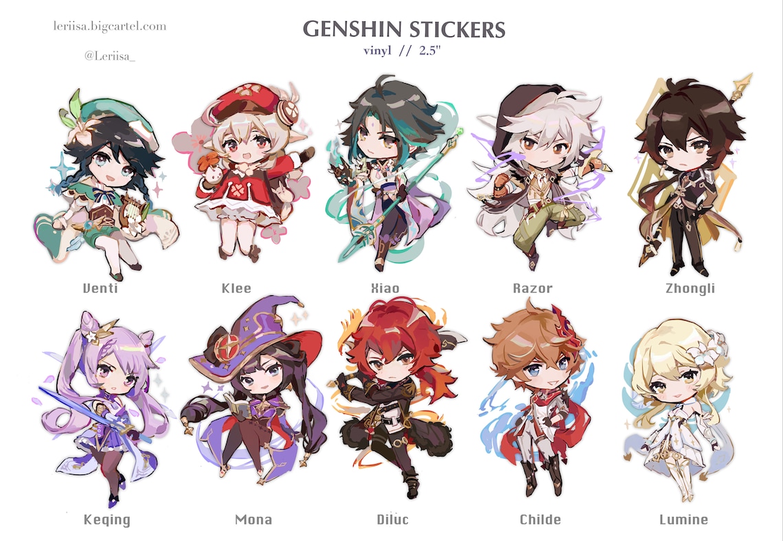 Genshin Impact Vinyl Stickers 2.5 Etsy