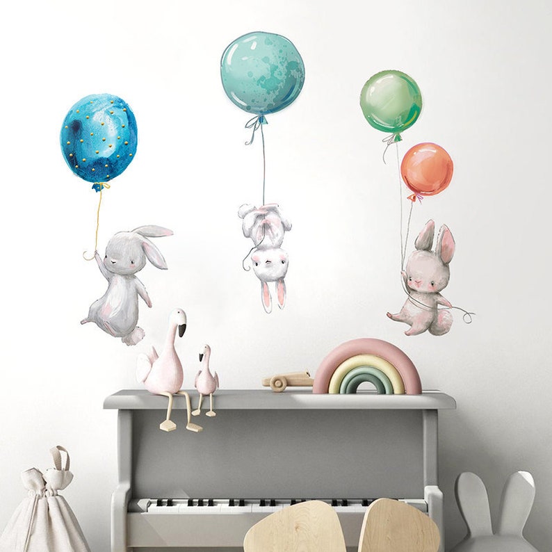 Rabbit Bunny Wall Decals Nursery Bunny Wall Sticker Rabbit Etsy